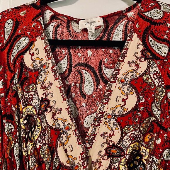 Paisley Red Dress Umgee+ - Picture 3 of 6